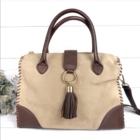 Talbots Handbags - TALBOTS Brown Suede Leather Top Handle Purse